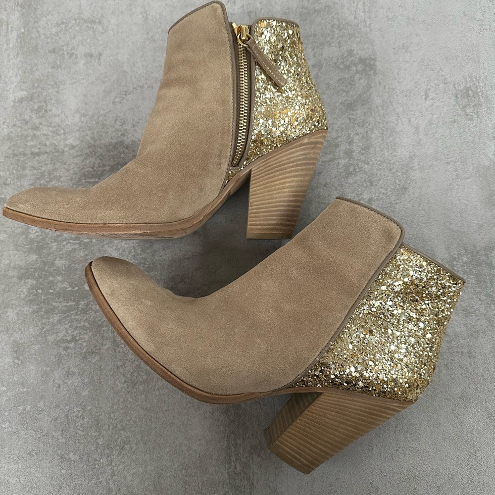 Coop Barney’s New York. Gold glitter ankle boots